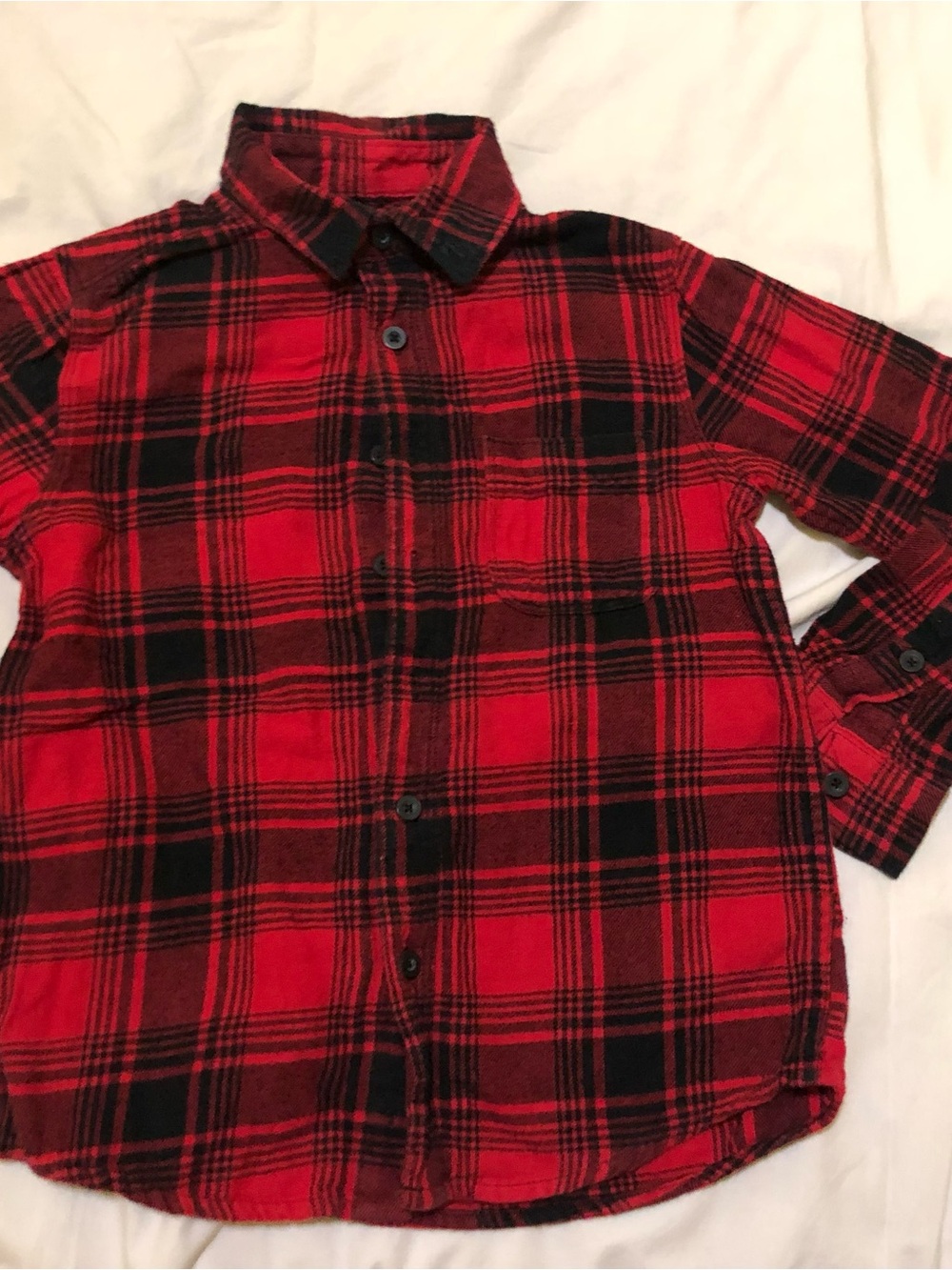 Kids Red and Black Plaid Button-Up Shirt
